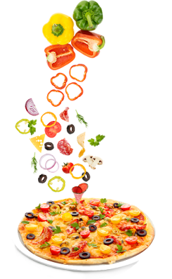 Pizza con ingredientes frescos